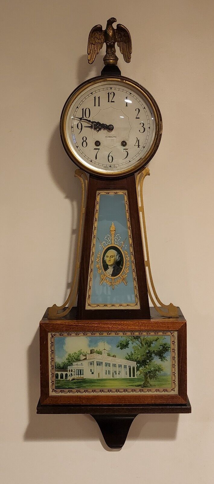 Antique Plymouth George Washington Banjo clock