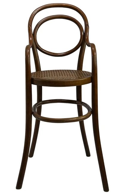 Antique Thonet Bentwood and Wicker Caned Baby High Chair