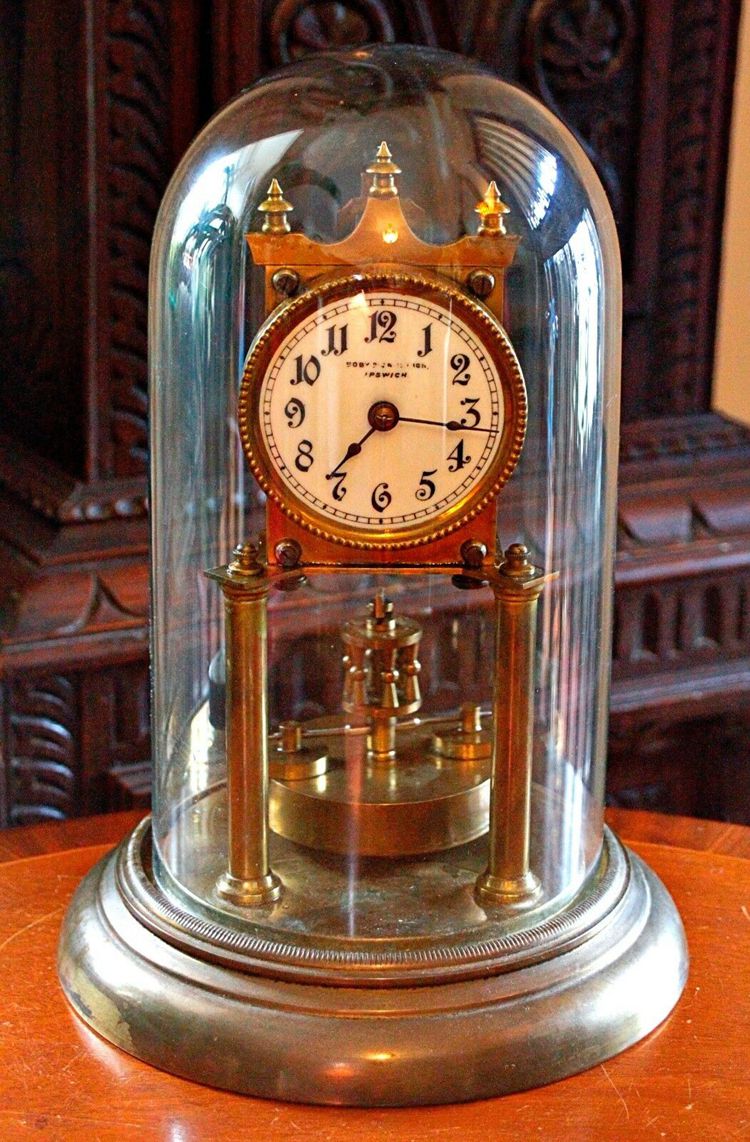 Antique 'Urania Clock Company' 400-Day Anniversary Clock in Glass Dome
