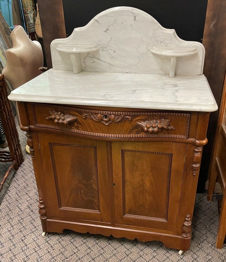 Antique Victorian Marble Topped Washstand Commode