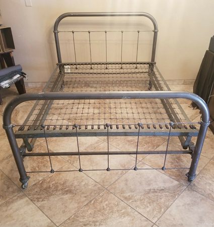 Antique case iron full size bed headboard footboard frame and springs COMPLETE