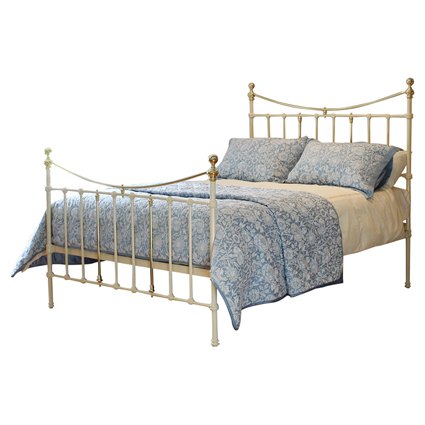 Brass and Iron Antique Bed in Cream, MK260