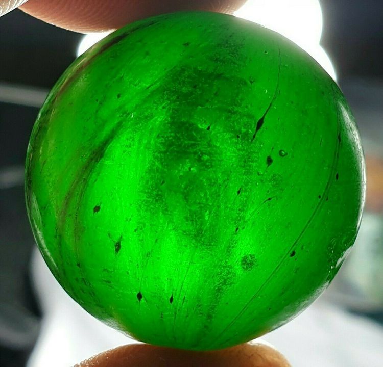 Green Base Glass Oddball Handmade Marble