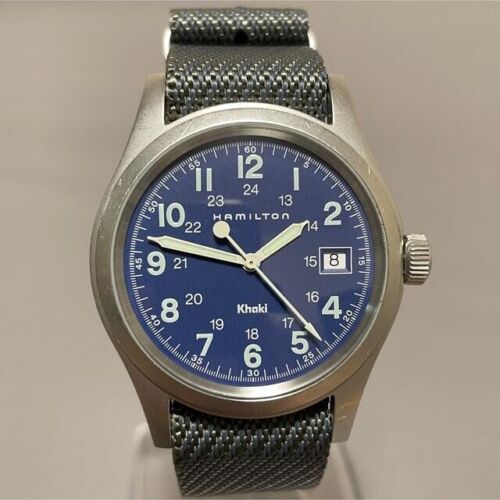 Hamilton Military Khaki Blue Stainless Steel Watch