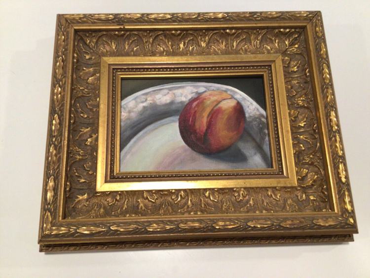 Oil Painting Fruit Still Life Golden Baroque Frame Signed