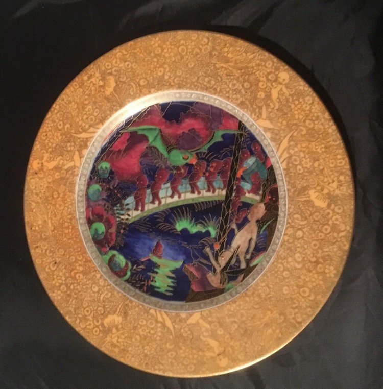 Wedgwood Fairyland Lustre Plate Design. Imps on Bridge by Daisy Makeig-Jones