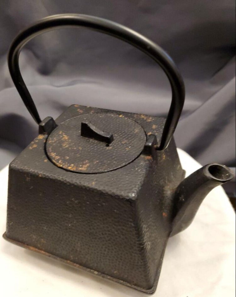 14. Antique Tetsubin Japanese small 5-inch Cast Iron Teapot