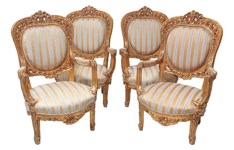 4 Gilt carved wood Rococo Revival