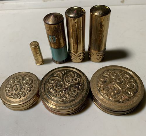 7 Vintage Compacts Avon Makeup Metal Containers