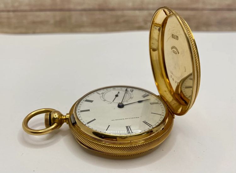 Antique 1865 18K Solid Yellow Gold Full Hunter Case P.S. Bartlett Waltham Pocket Watch