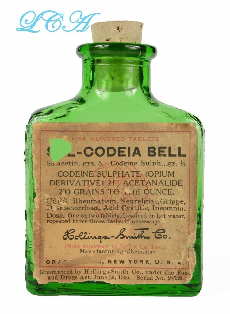 Antique Codeia Bell Opium Tablet Bottle