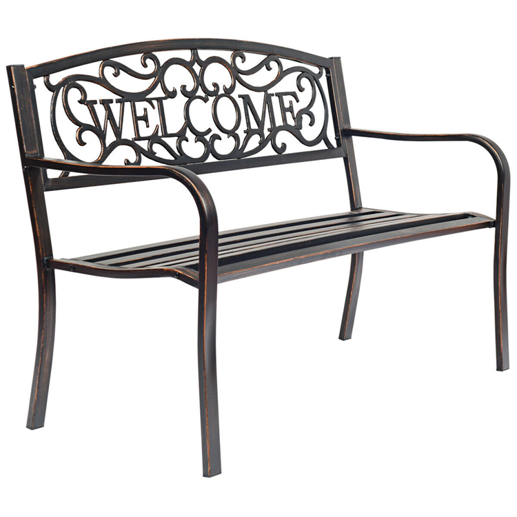 Antique Metal Patio Park Garden Bench Porch Chair Backyard Outdoor Furniture
