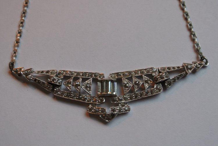 Art Deco Glass Rhinestone Choker Necklace
