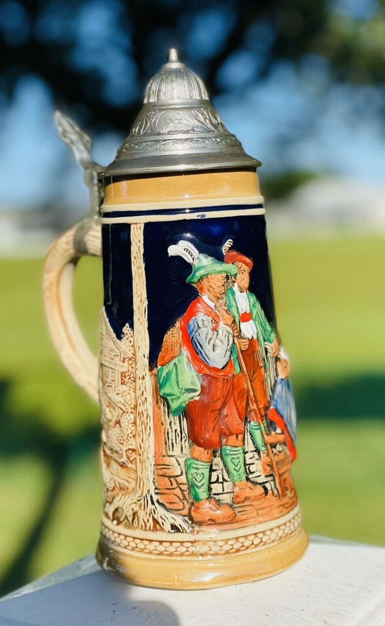 Beer Stein with Pewter Lids Made in Germany