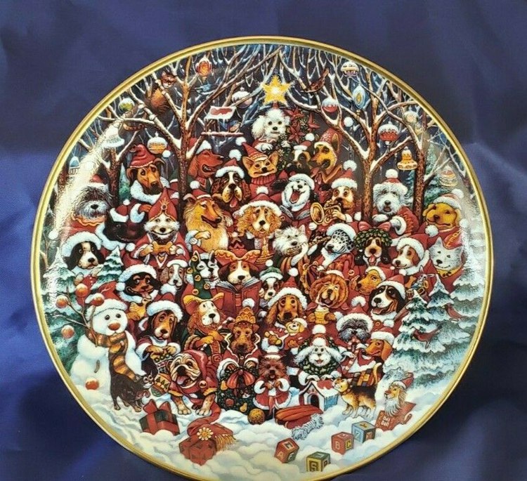 FRANKLIN MINT COLLECTOR PLATE Santa Paws BY BILL BELL LIMITED EDITION