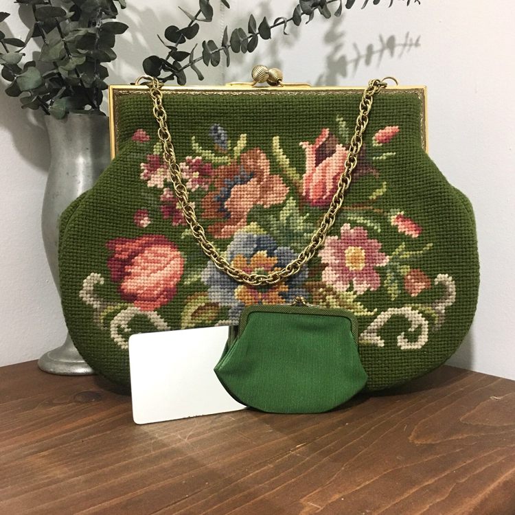 Floral Needlepoint Embroidery Purse