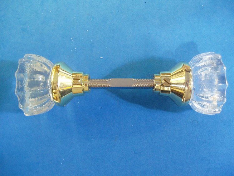 Glass door knobs with brass finish base vintage style