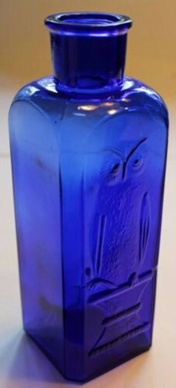 Grandpappy Owl Deep Cobalt Blue Bottle