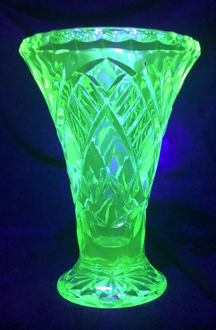 Green Uranium Glass Vase Art Deco