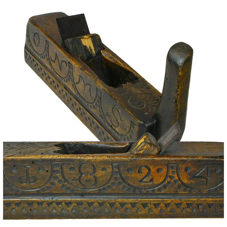 Hand-carved Cabinet Maker's Wooden Hand Plane With Markings