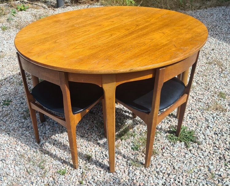 Mid Century Space Saver Table And Chairs Teak Retro Mcintosh