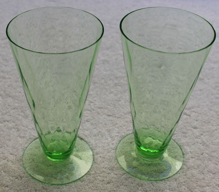 Tall Green Depression Diamond Pattern Glass