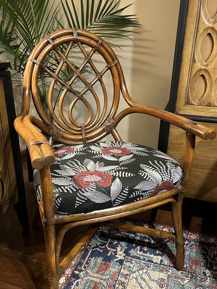 Vintage Coastal  Style Bamboo Chair