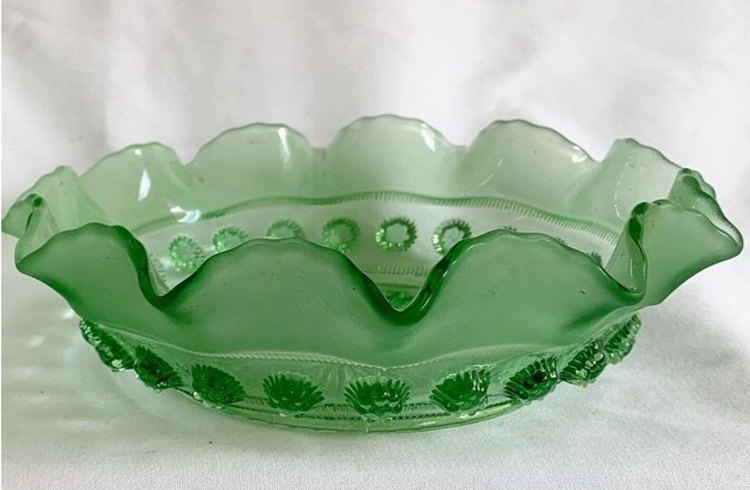 Vintage Green Depression Glass Bowl