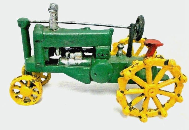 Vintage Iron Toy Tractor With John Deere Colors
