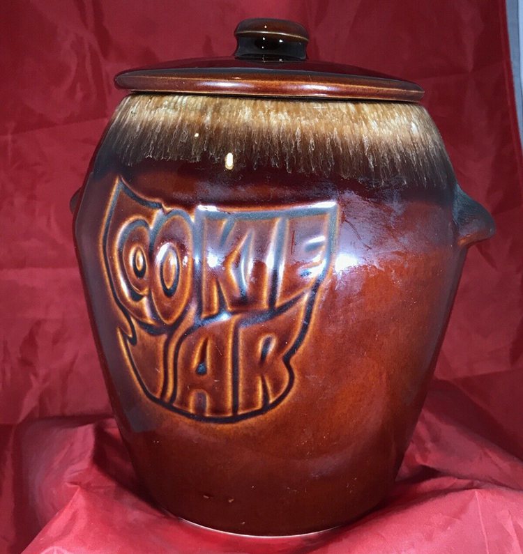 Vintage McCoy Pottery Brown Drip Glaze Cookie Jar with Lid