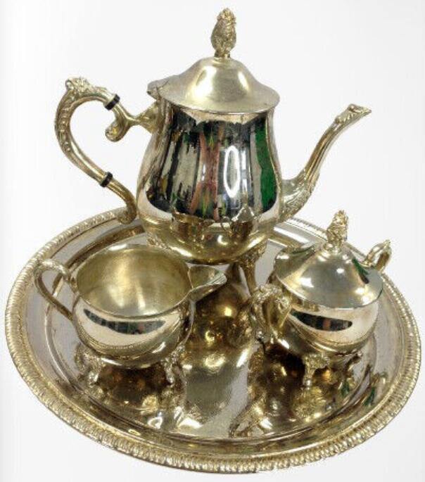 Vintage Silver Plate Tea Set Teapot