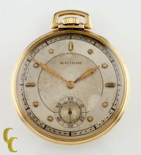 Waltham Colonial R Open Face 14k Yellow Gold Vintage Pocket Watch Size 12