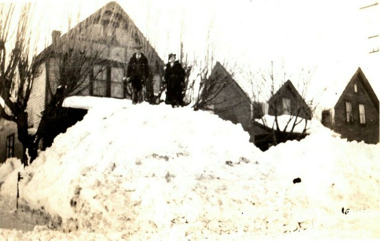 c1930's Hubbell Michigan MI Snow Piled High at House RPPC Photo Postcard