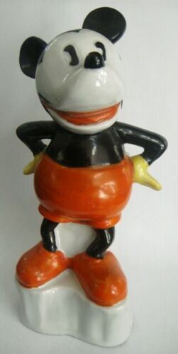 1930s Mickey Mouse Ceramic Glaze Rare Statue Figure