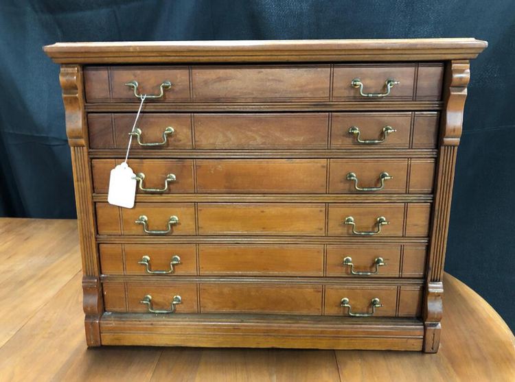 Antique Cherry Six Drawer Spool Cabinet sold for $275.00