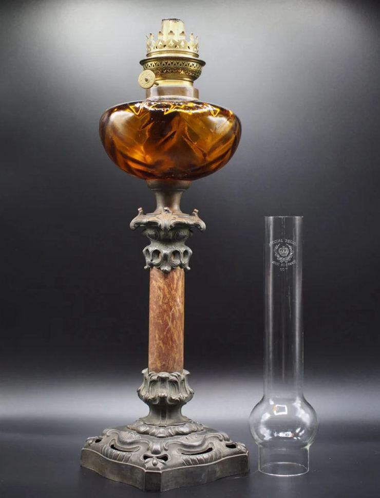 Antique French Kerosene Oil Lamp