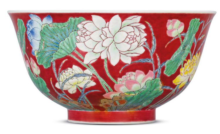 Blood Red Porcelain Lotus Bowl