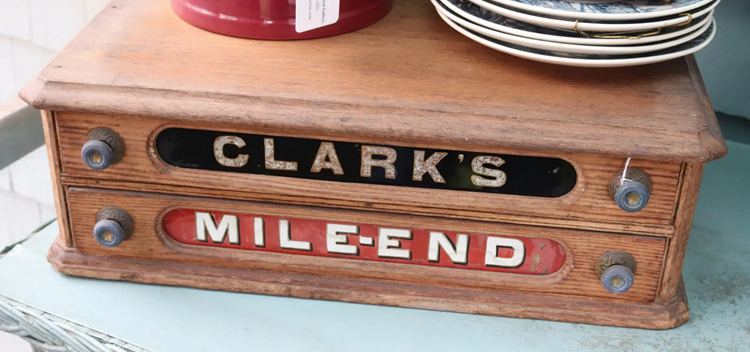Clarks Mile End Two Drawer Antique Spool Cabinet sold for $275