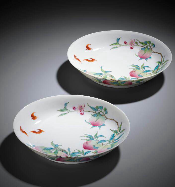 Imperial Famille Rose Peach Dishes