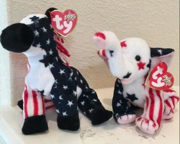 Lefty The Donkey and Righty The Elephant Beanie Baby