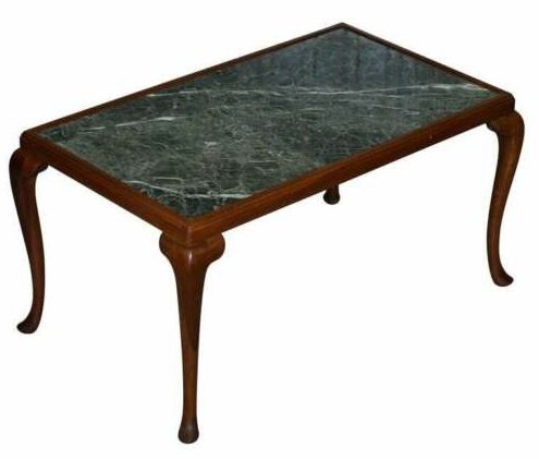 Lovely Vintage Walnut Framed with Solid Marble Top Coffee or Cocktail Table