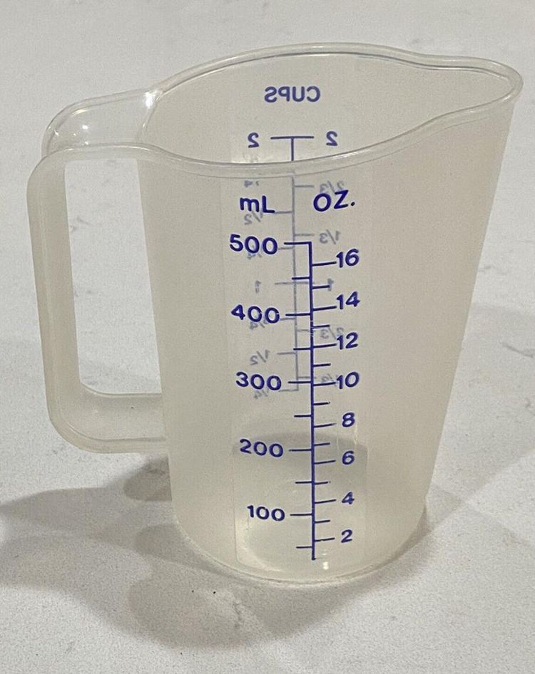Measuring Pitcher with Blue Lettering