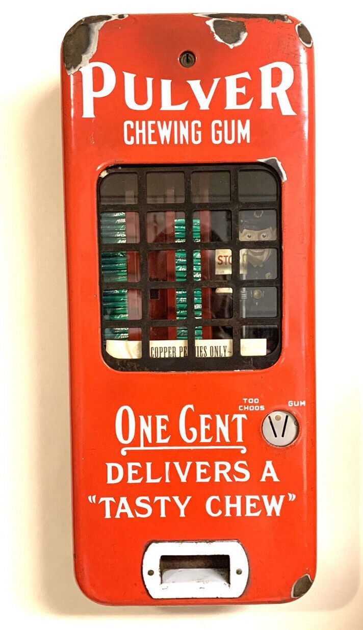 Pulver Chewing Gum Porcelain Vending Machine Stop & Go Policeman Red
