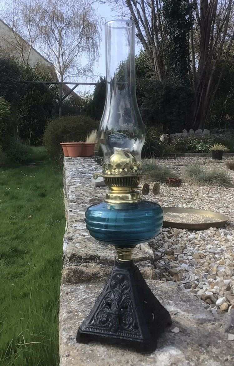 Pyramid Base Antique Oil Lamp