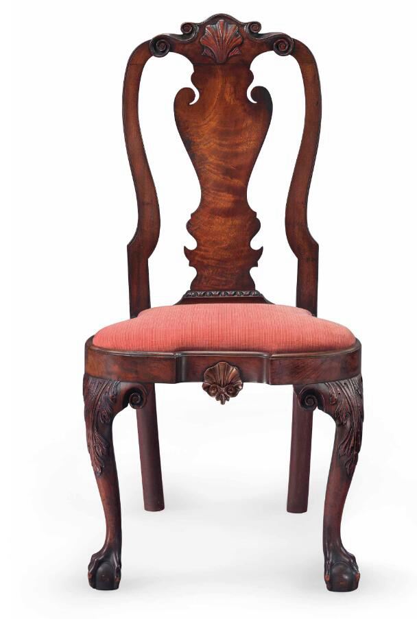 Queen Anne Carved Walnut Compass-Seat Side Chair
