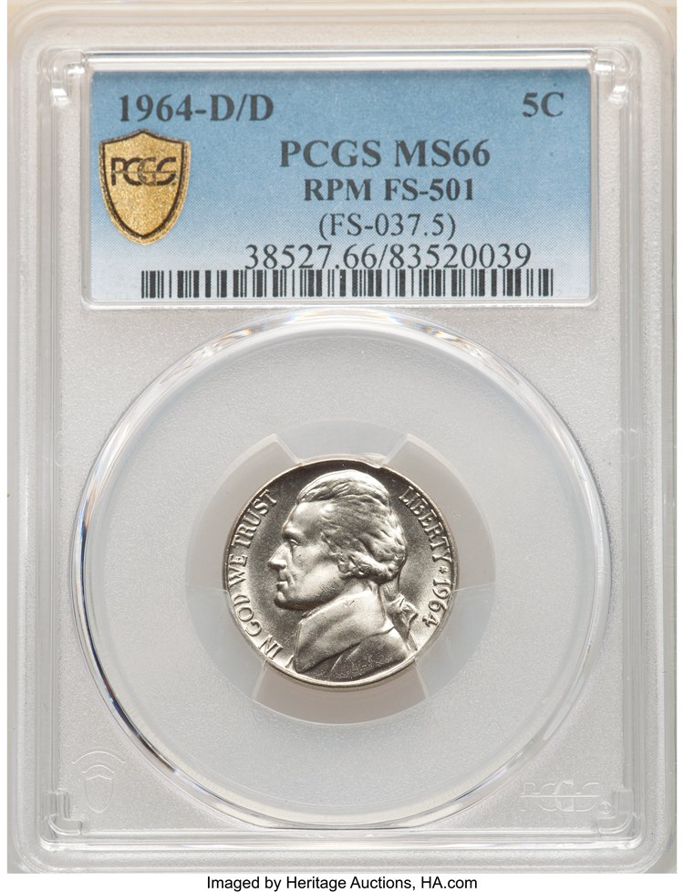 1964-DD 5C Repunched Mintmark
