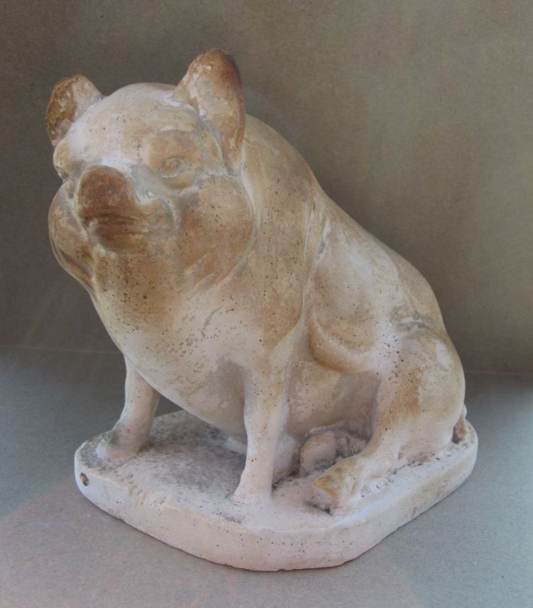 Antique American Folk Art Hog Pig Chalkware Figurine