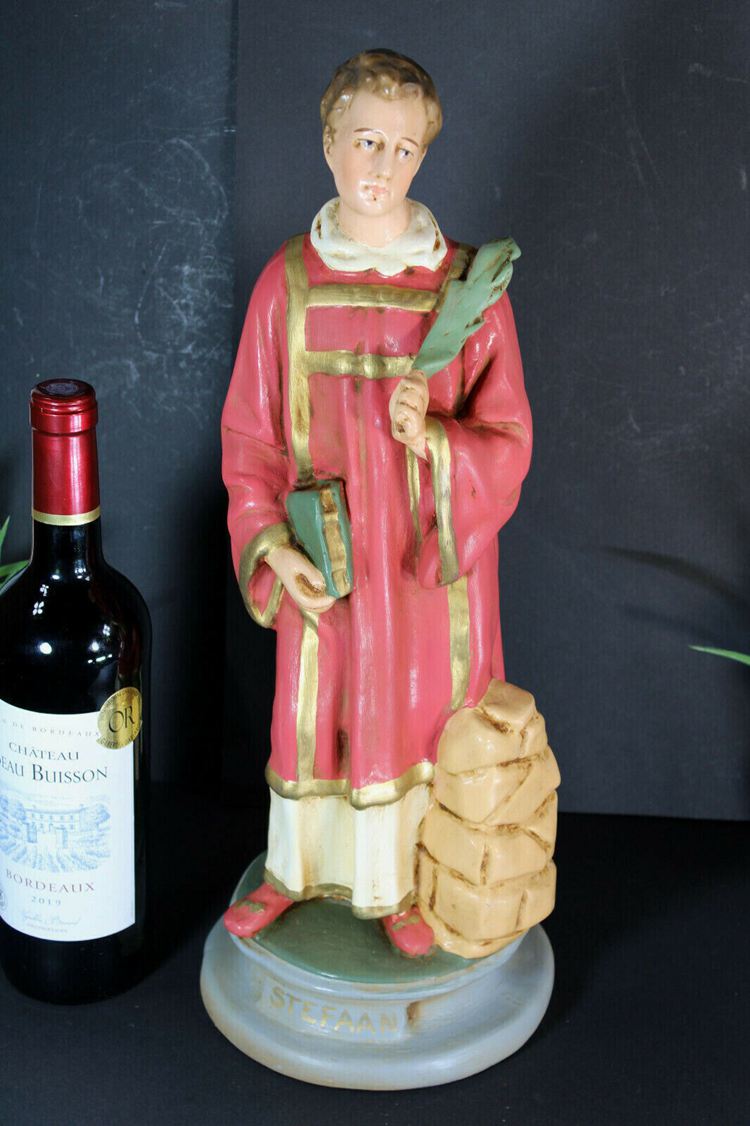 Antique Saint Stefaan Stephen Chalkware Figurine