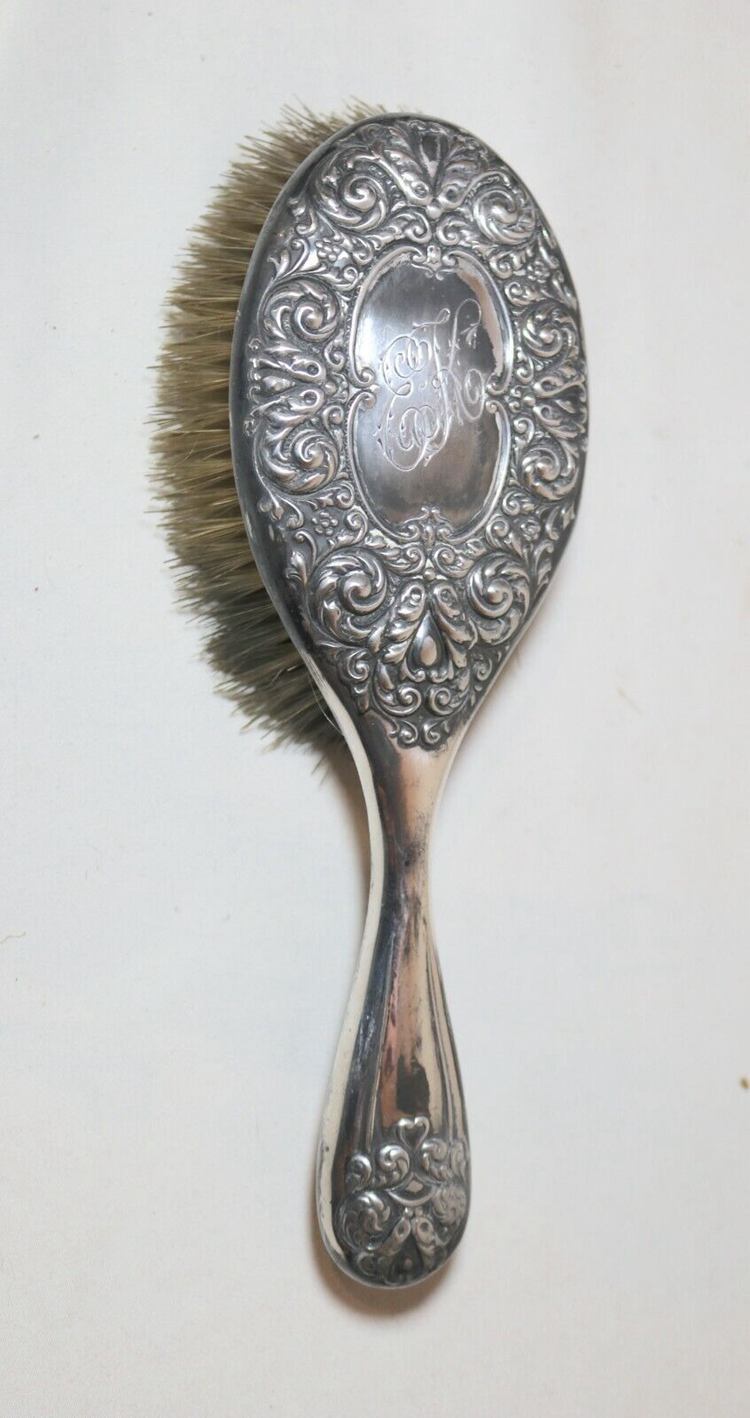 Antique Victorian Silverplate Horse Hair Vanity Comb