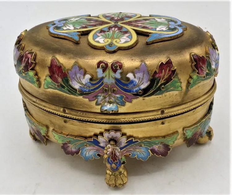Enamel & Bronze Jewelry Box